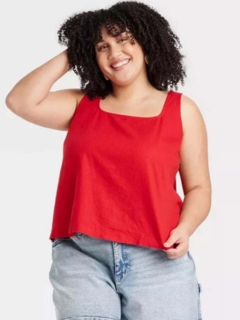 Ava & Viv Red Square-Neck Tank